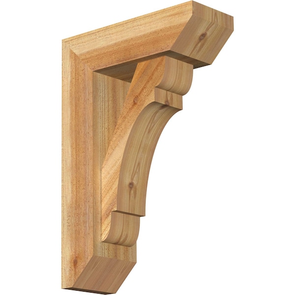Ekena Millwork Olympic Slat Rough Sawn Bracket w/ Offset Brace, Western Red Cedar, 6"W x 16"D x 24"H BKT0604X16X24OLY06RWR - main